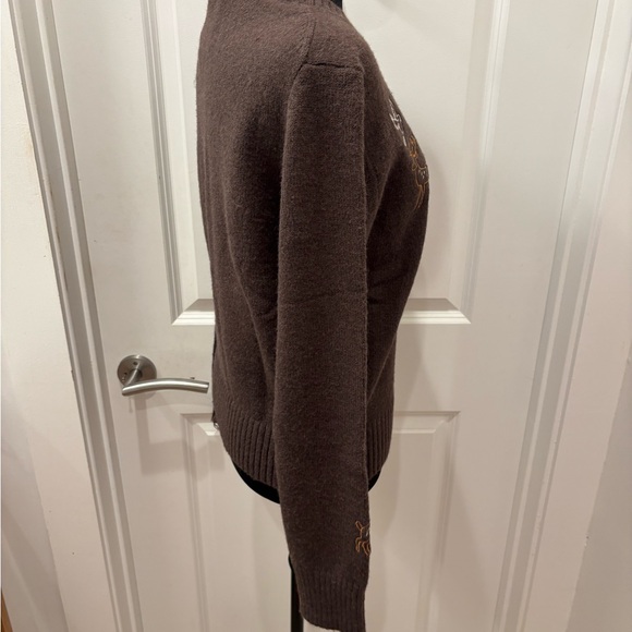NWT Blu Pepper Brown Cardigan with Embroidered Wildlife - L - Picture 4 of 12